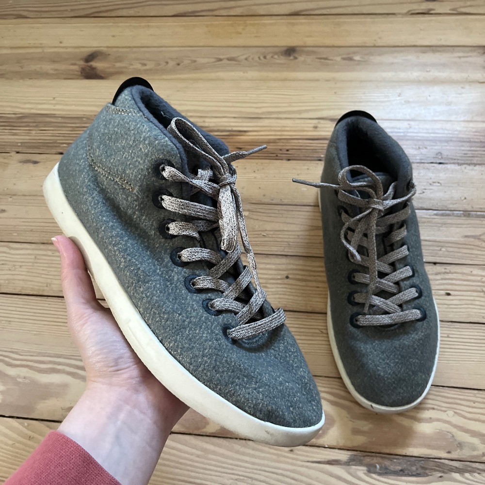 Allbirds Wool Piper Mid Sneakers Womens 9 Grey High Top Merino Wool Lace Up